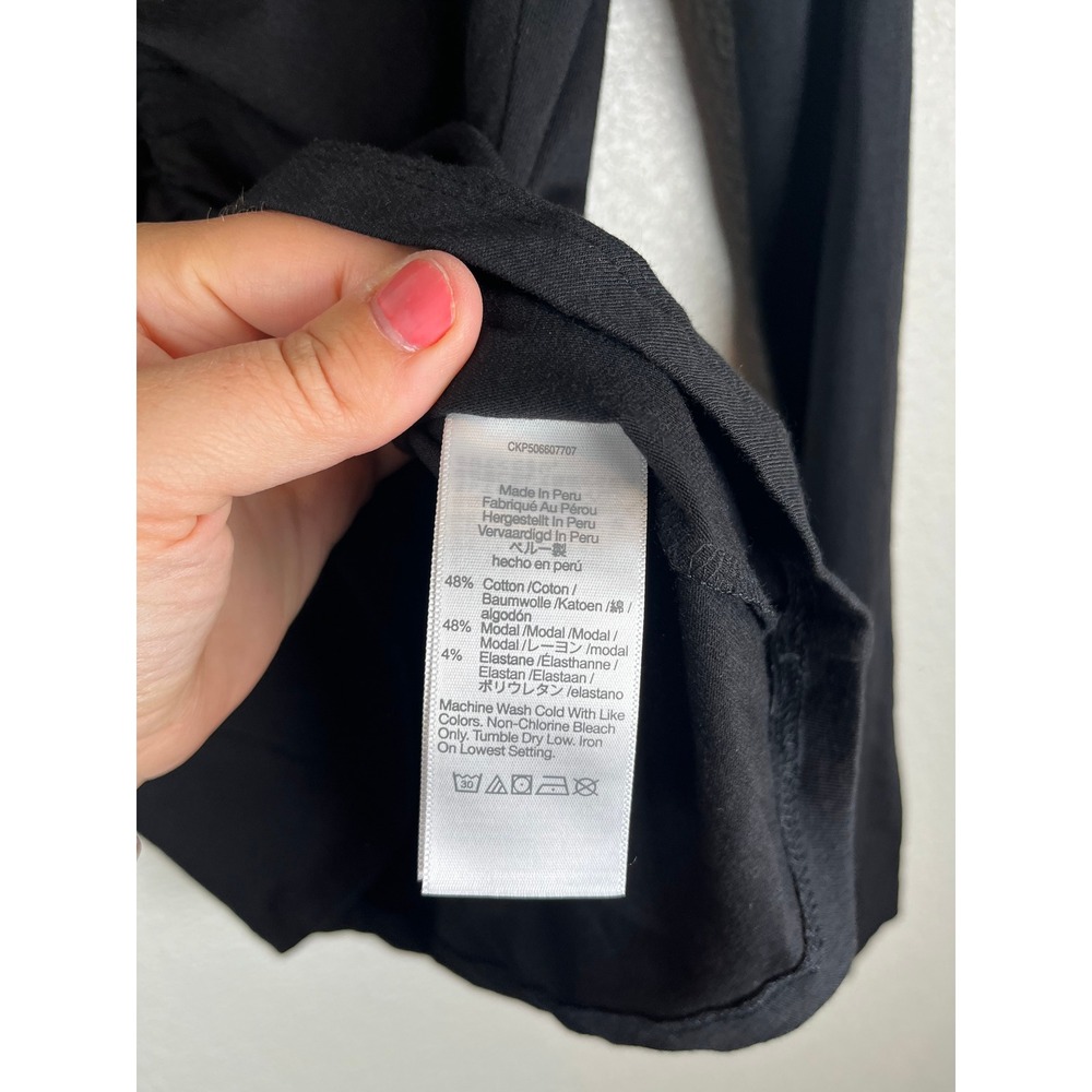 NWT Madewell Shirred V-Neck Long-Sleeve Top (Ruched) Jet Black Medium - Picture 6 of 8